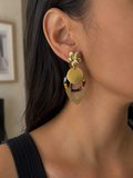 Boucles d’oreilles dorées et wax Aya