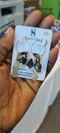 Boucles d'oreilles bohèmes dorées en tissu