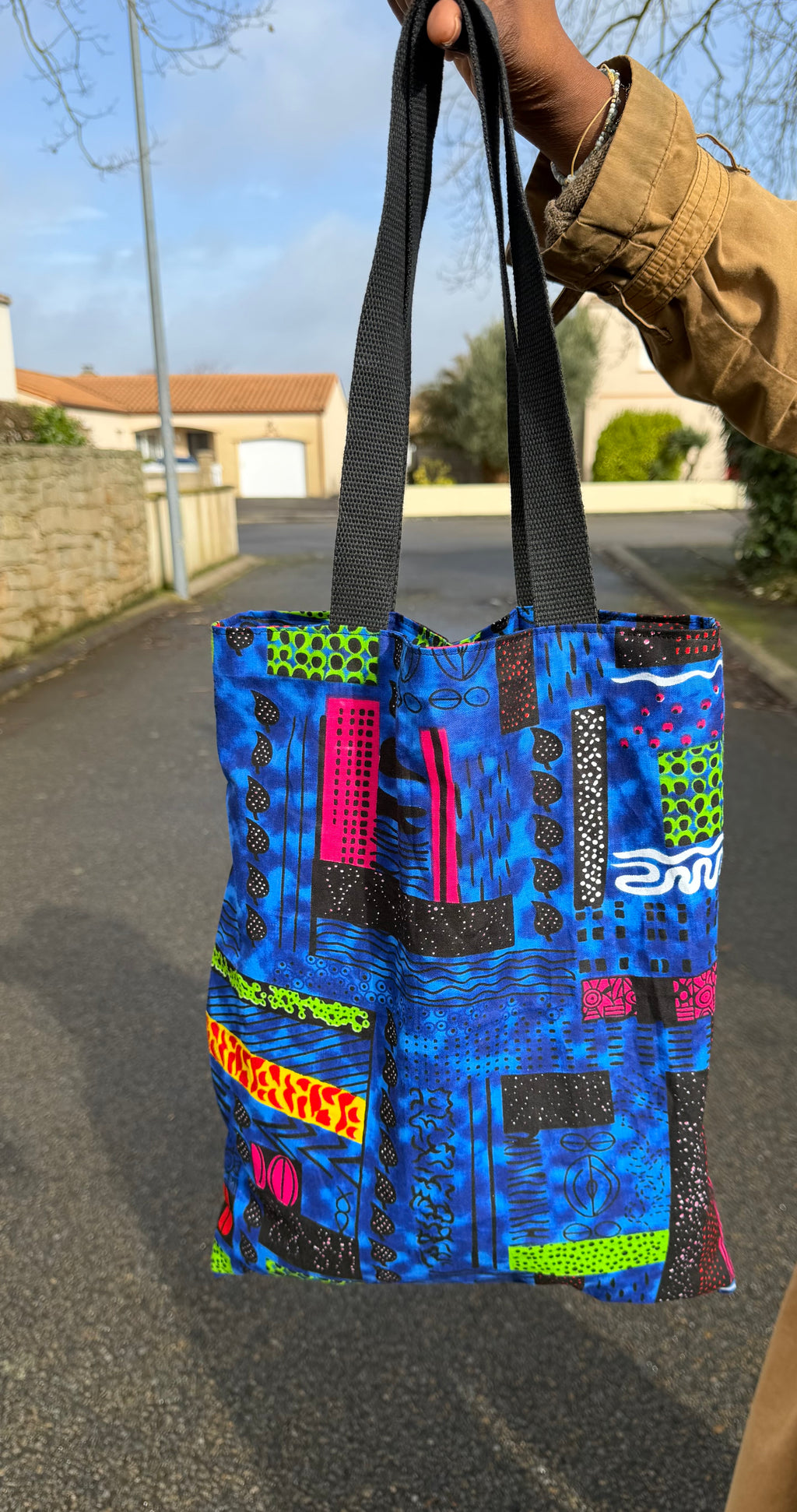 Tote Bag en Tissu Wax Africain Fait Main