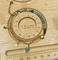 Bracelet Amazonite et Double Chaîne Dorée à Pampilles