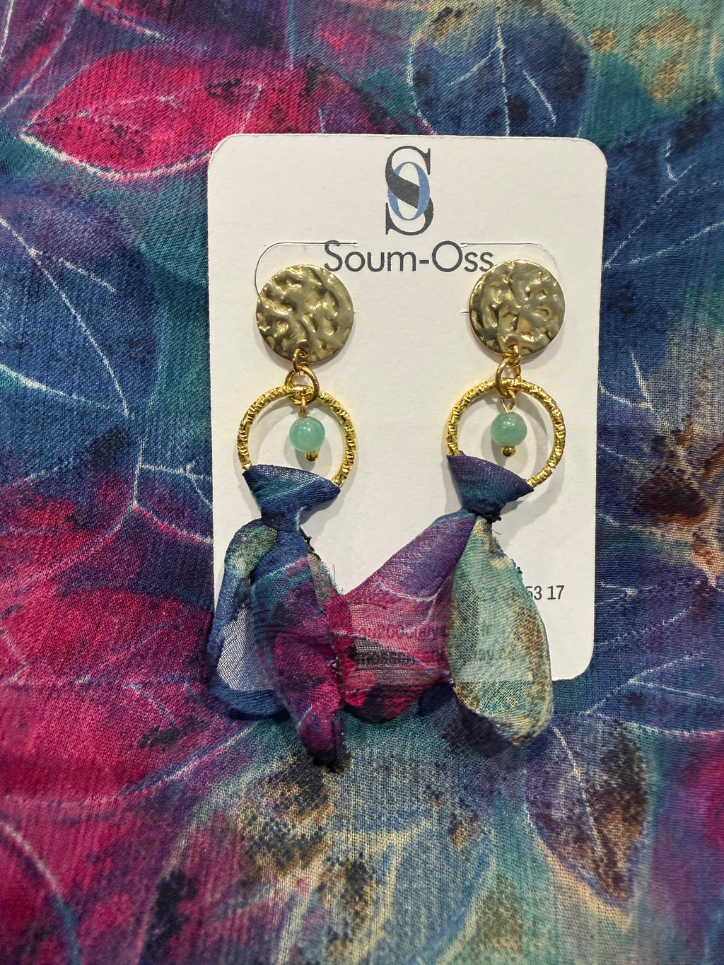 Boucles d’oreilles en mousseline de soie pierre naturelle