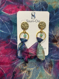 Boucles d’oreilles en mousseline de soie pierre naturelle