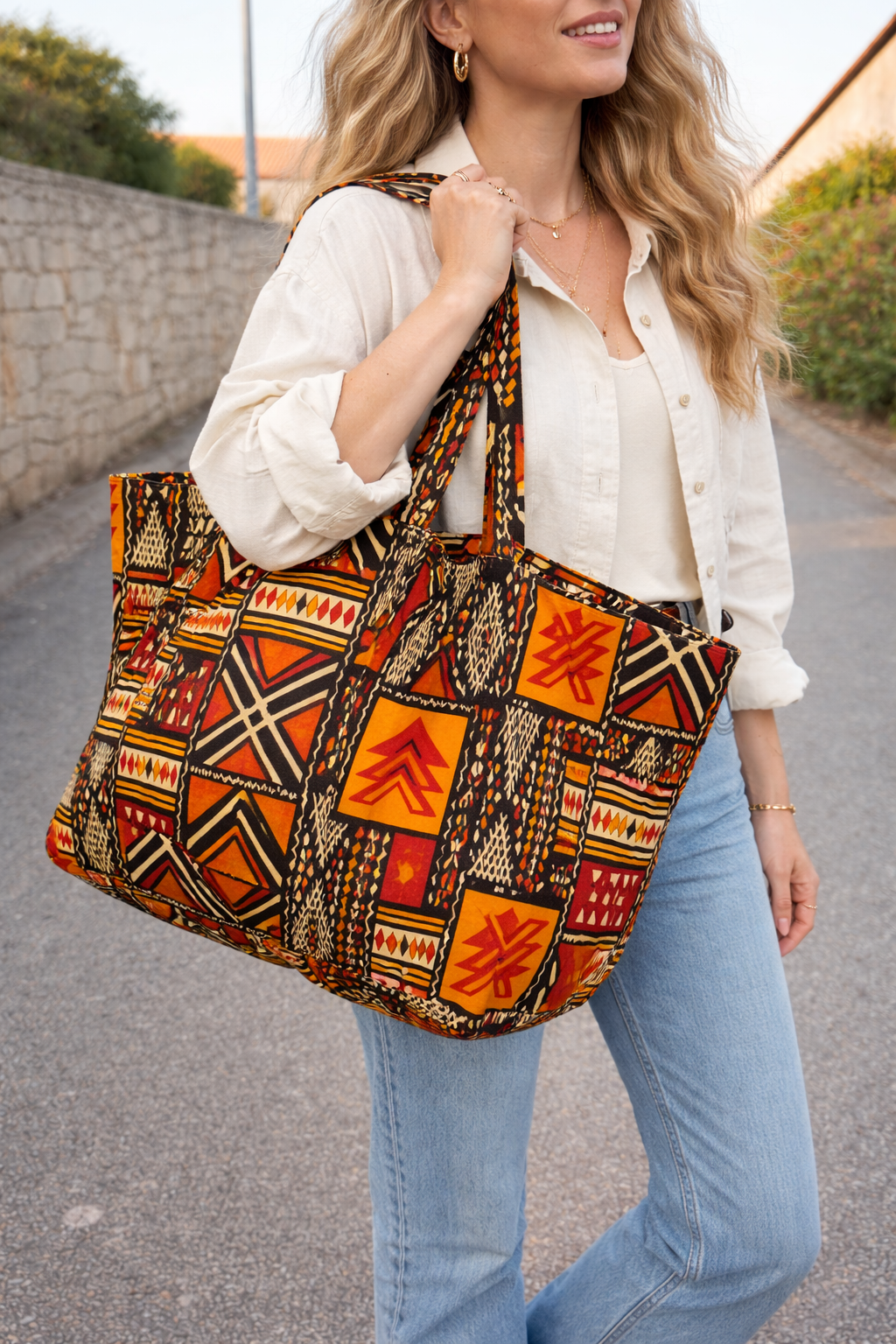 Grand tote bag en wax