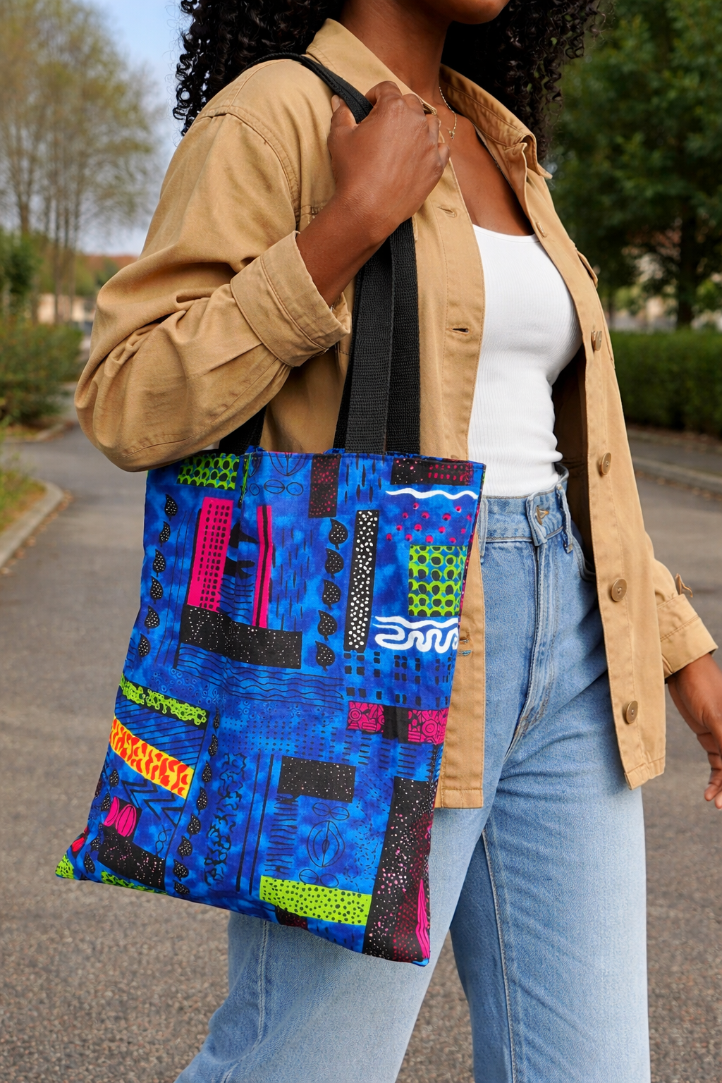 Tote Bag en Tissu Wax Africain Fait Main