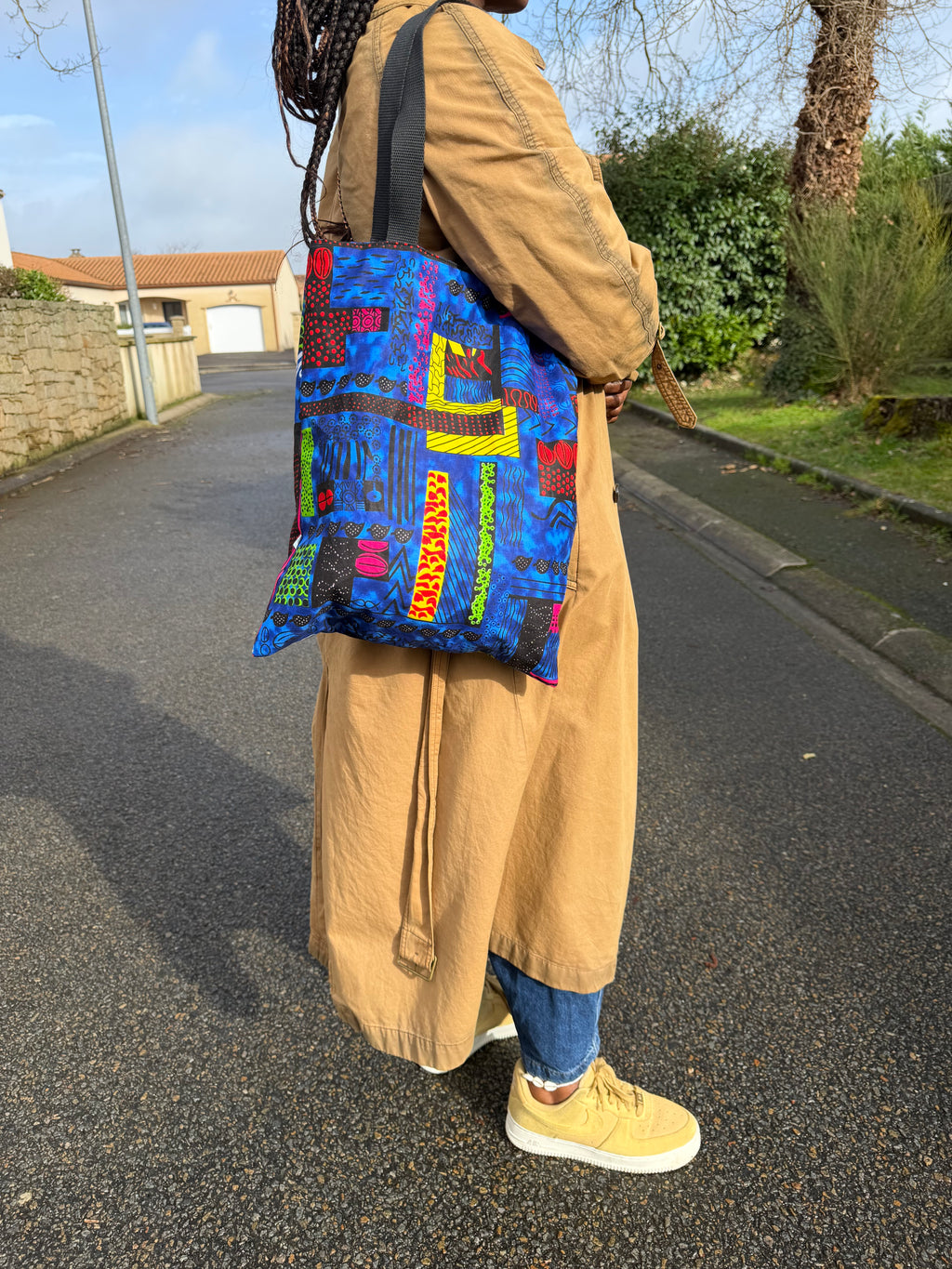 Tote Bag en Tissu Wax Africain Fait Main