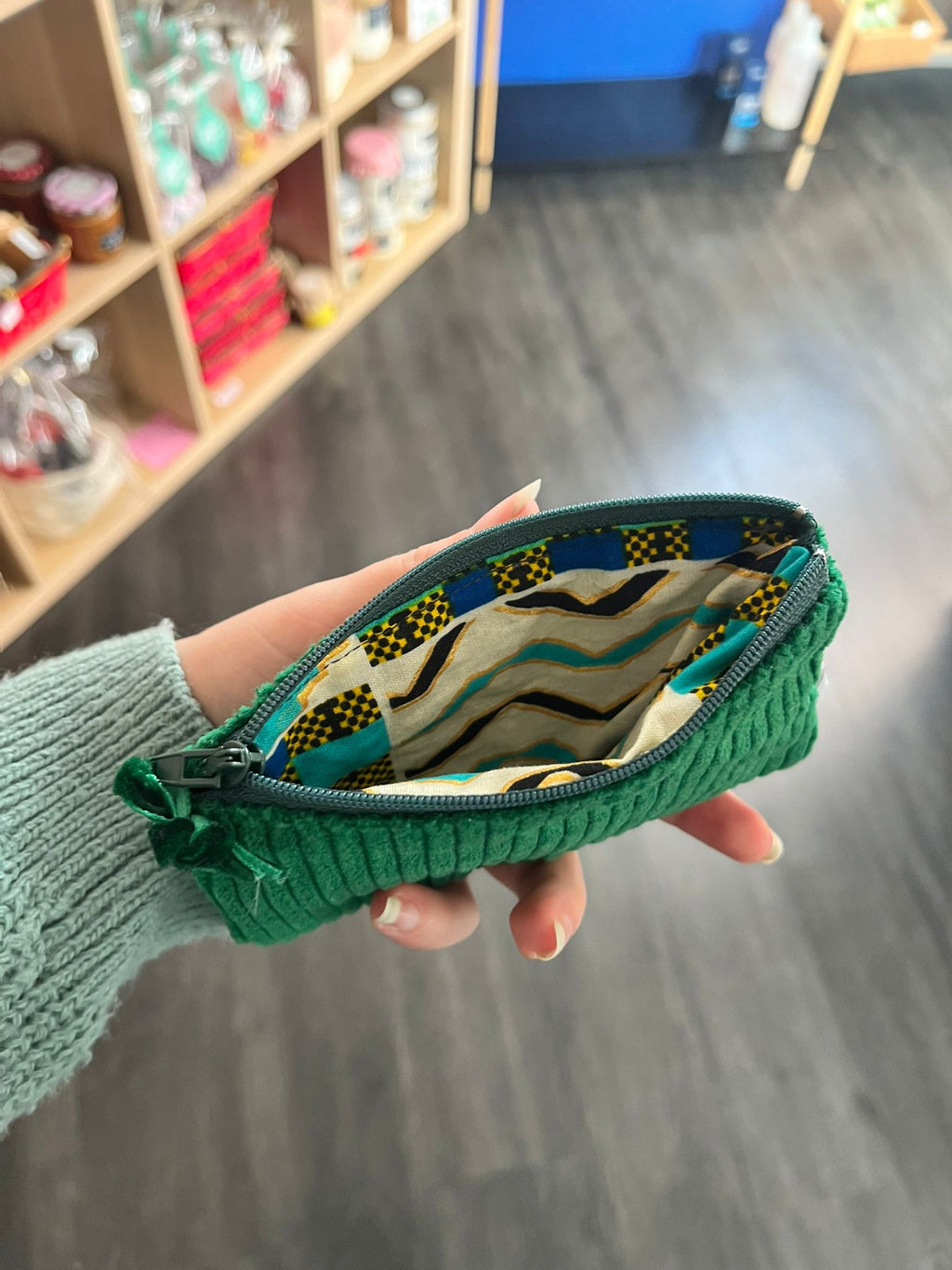 Trousse velours verte